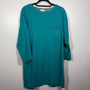 Vintage Victoria's Secret Sleep Shirt Teal Purple Dot Embroidered Pocket M/L‎